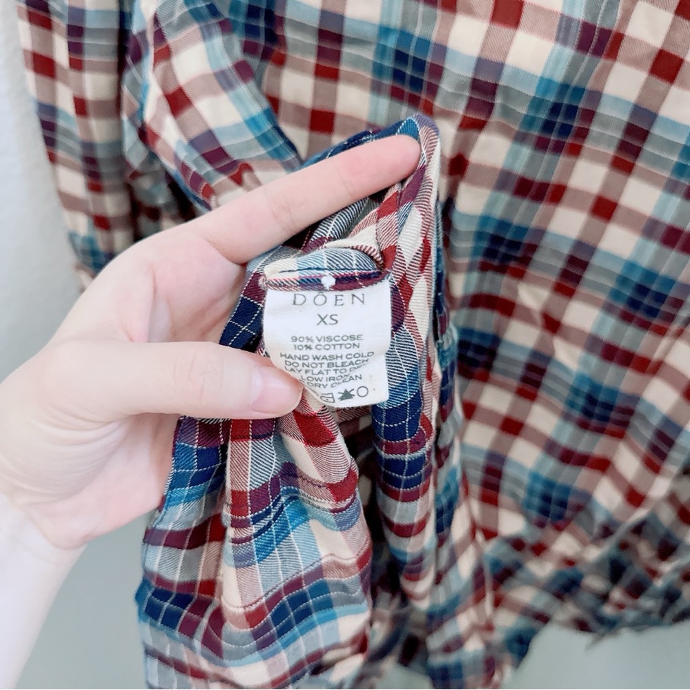 NWT DÔEN Harlow Plaid Blouson-Sleeve Blouse - Picture 11 of 11